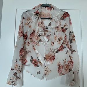 Sheer floral blouse. Worn twice